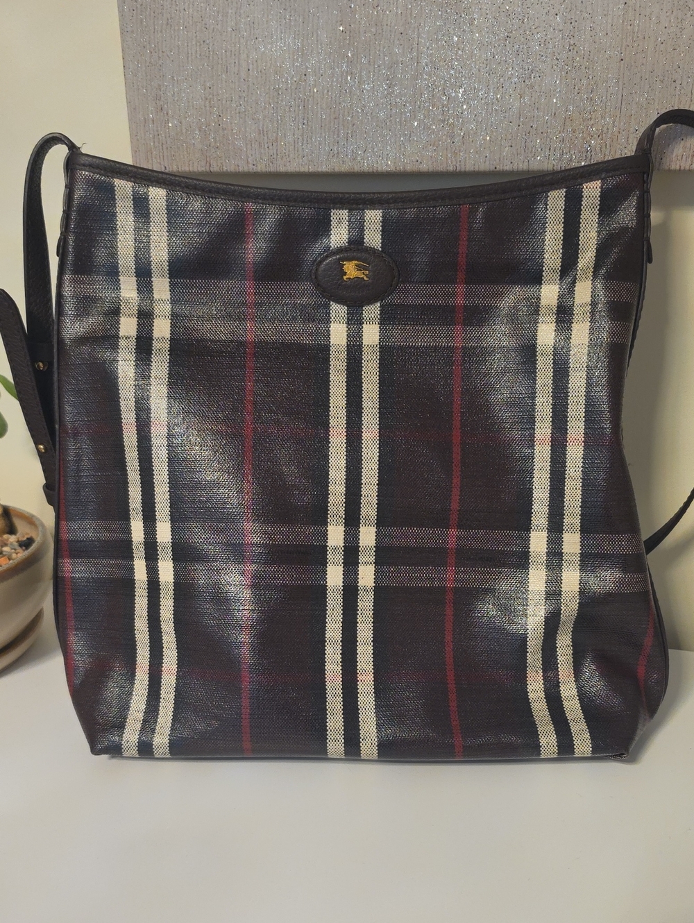 Burberry Brown Plaid Crossbody Bag